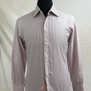 Battaglia Beverly Hills Mens Collar Shirt 14.5/37 Pink White Contrast Italy